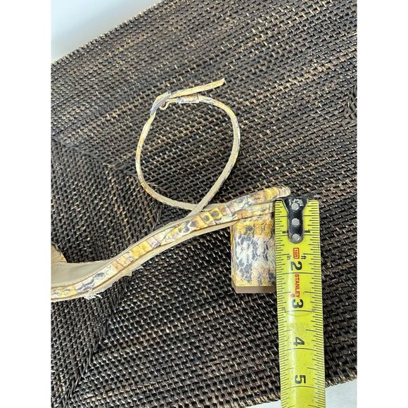 Sandro Ankle Strap Maeva Yellow Brown Snakeskin Leather Sandals EU40 US9 Square - Picture 10 of 10